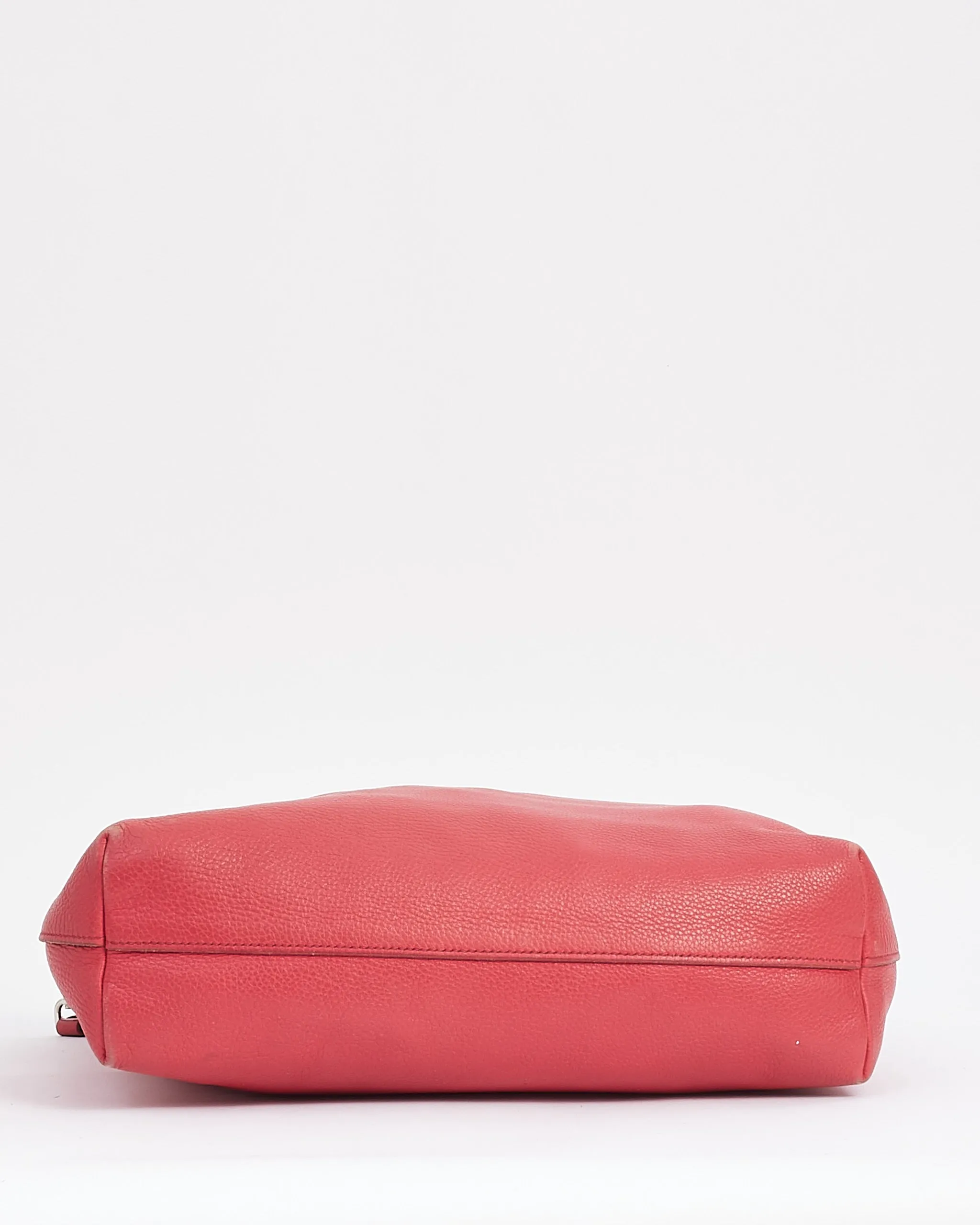 Prada Rose Red Leather Daino Large Convertible Tote Bag