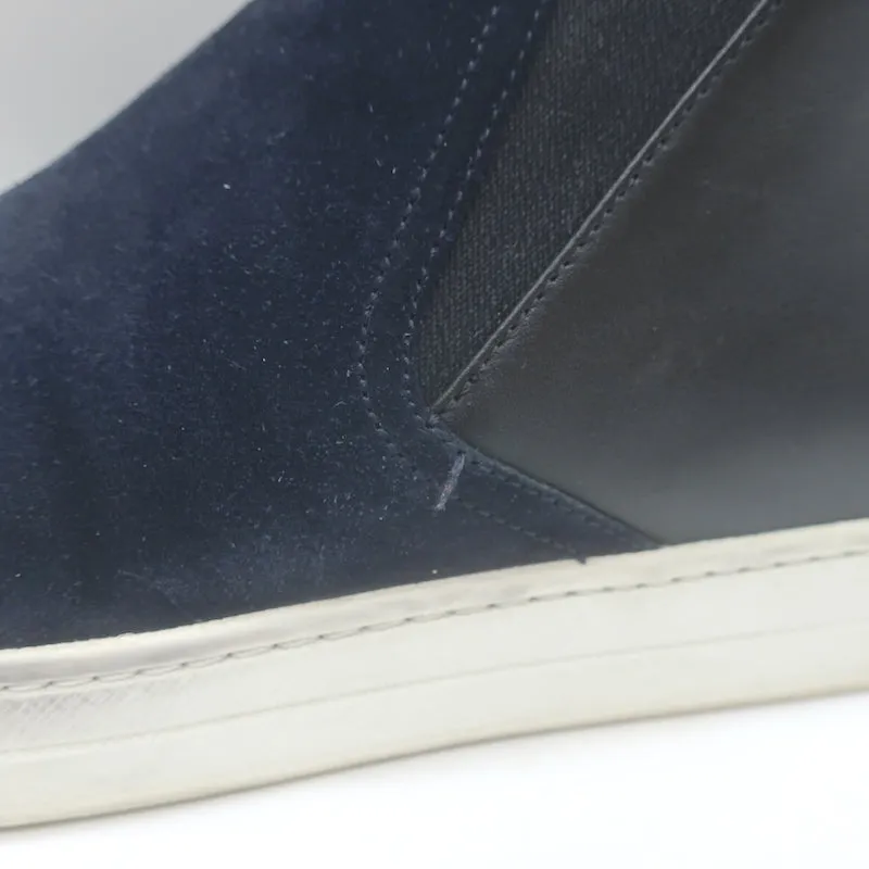 Prada Slip-On High Top Sneakers Navy Suede & Black Leather Size 7