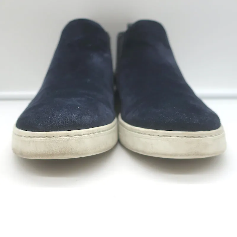 Prada Slip-On High Top Sneakers Navy Suede & Black Leather Size 7