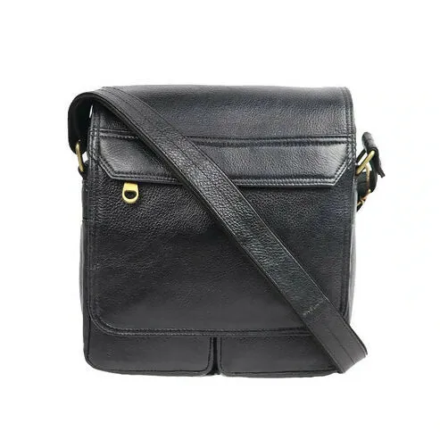 PU Leather Crossbody Bag – Vintage Everyday Sling Bag (Black)