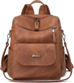 PU Leather Travel Backpack for Women,  Shoulder Bags, Fashion Handbag, Brown