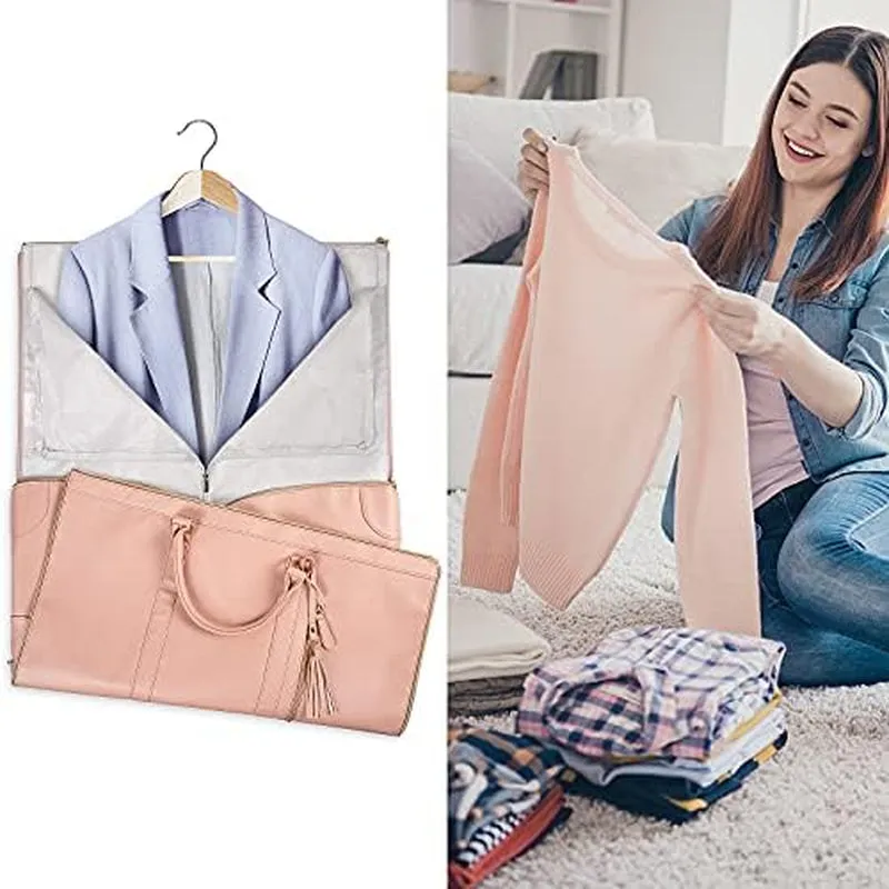 PU Leather Waterproof Convertible Garment Bags for Travel with Shoe Pouch