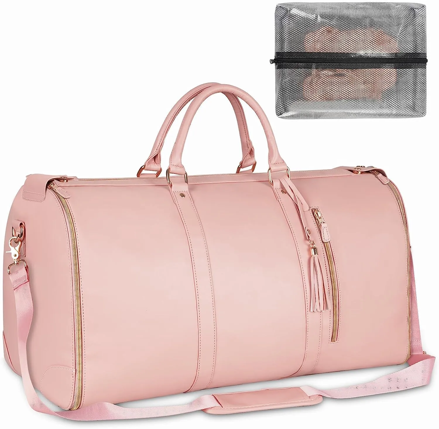 PU Leather Waterproof Convertible Garment Bags for Travel with Shoe Pouch