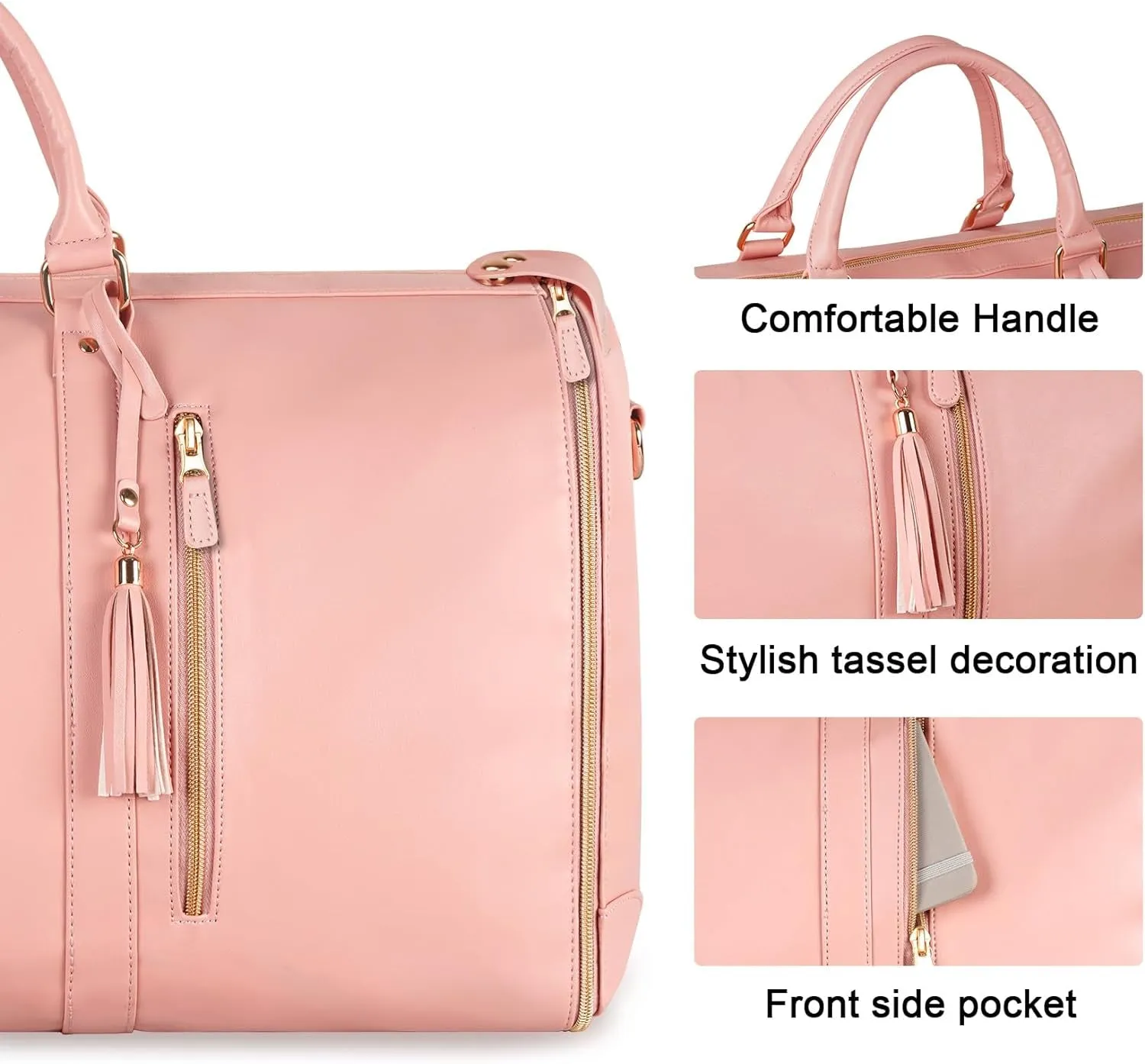 PU Leather Waterproof Convertible Garment Bags for Travel with Shoe Pouch