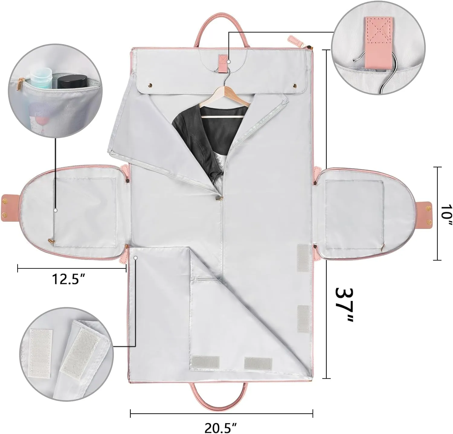 PU Leather Waterproof Convertible Garment Bags for Travel with Shoe Pouch
