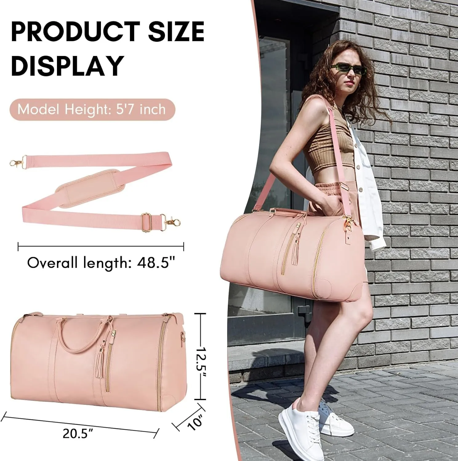 PU Leather Waterproof Convertible Garment Bags for Travel with Shoe Pouch