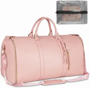PU Leather Waterproof Convertible Garment Bags for Travel with Shoe Pouch