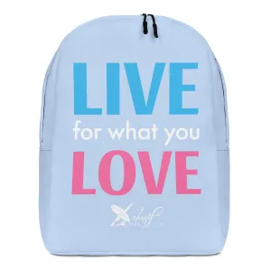 "LIVE FOR WHAT YOU LOVE" BY XCLUSIF POETIX LIGHT BLUE Minimalist Backpack