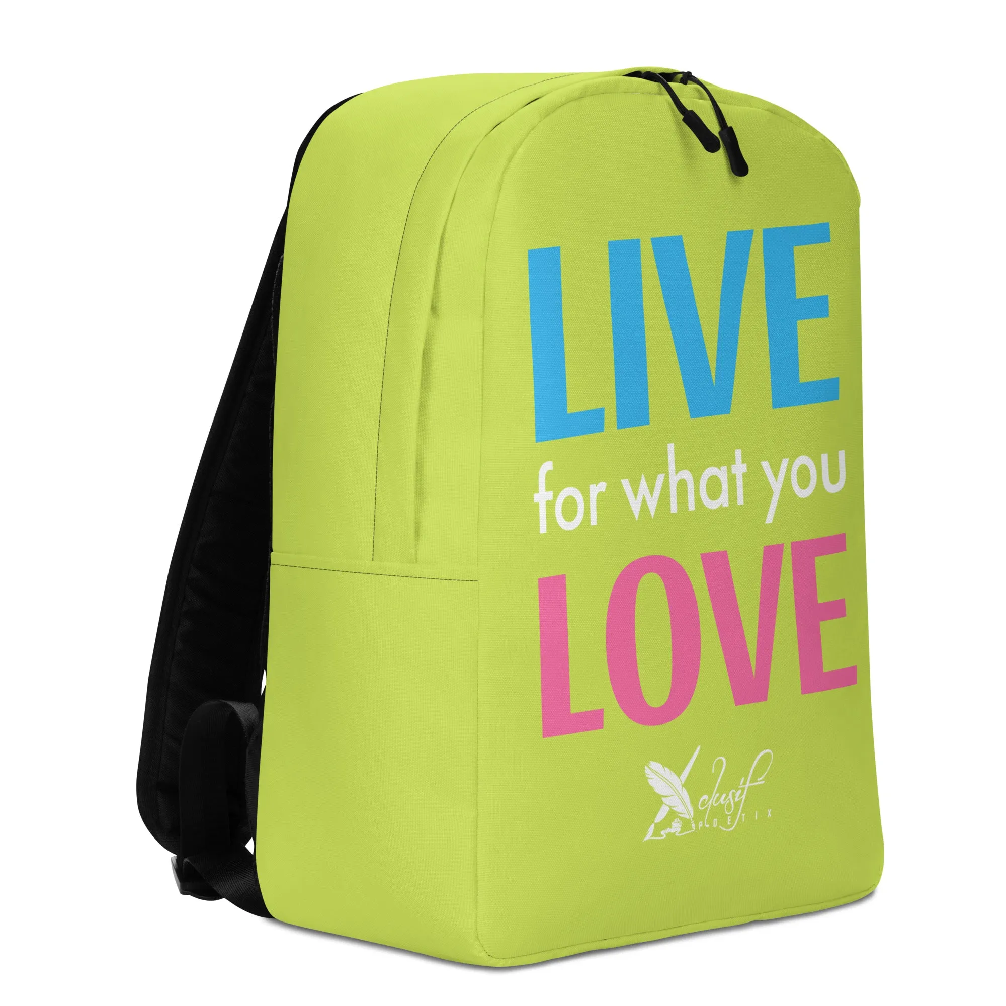 "LIVE FOR WHAT YOU LOVE" BY XCLUSIF POETIX LIGHT GREEN Minimalist Backpack
