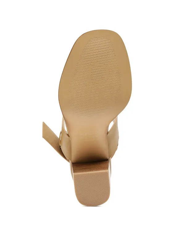 Rag & Co Gertude Slingback Block Heel Leather Sandals