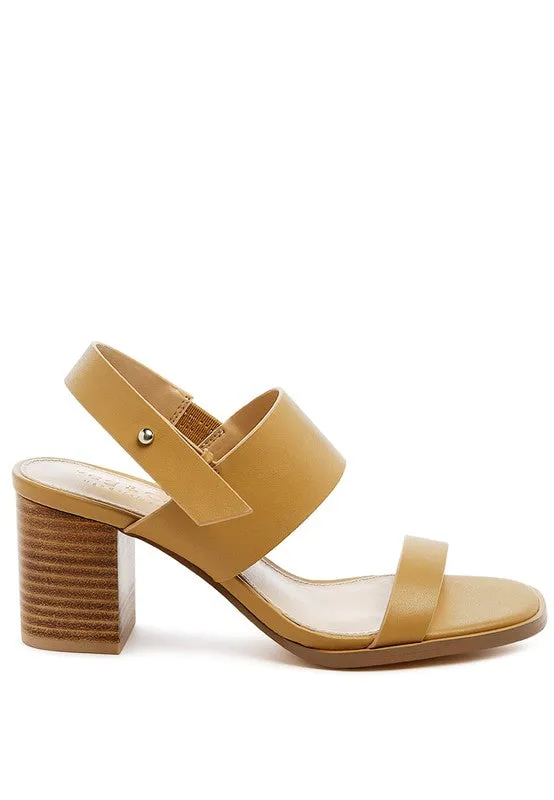 Rag & Co Gertude Slingback Block Heel Leather Sandals