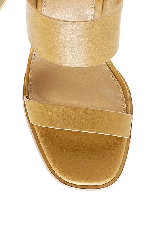 Rag & Co Gertude Slingback Block Heel Leather Sandals