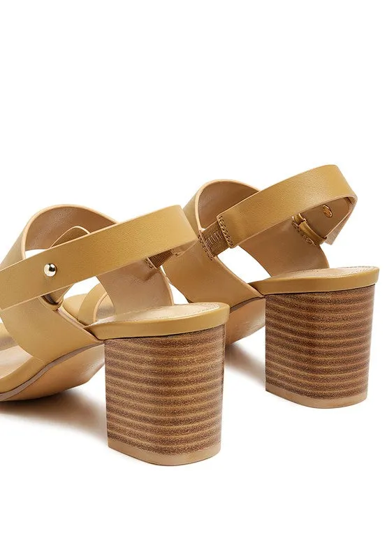 Rag & Co Gertude Slingback Block Heel Leather Sandals