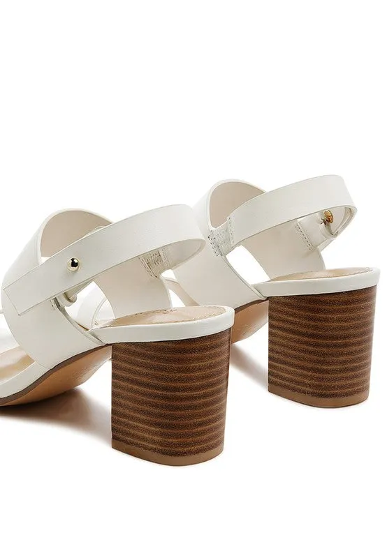 Rag & Co Gertude Slingback Block Heel Leather Sandals