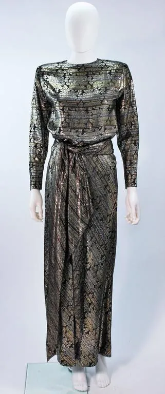 RON LEAL Metallic Ensemble with Scarf and Wrap Size 6-8