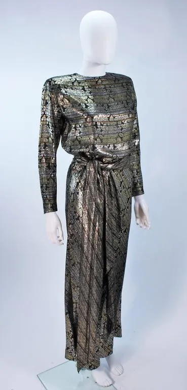 RON LEAL Metallic Ensemble with Scarf and Wrap Size 6-8