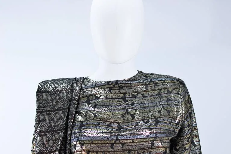 RON LEAL Metallic Ensemble with Scarf and Wrap Size 6-8