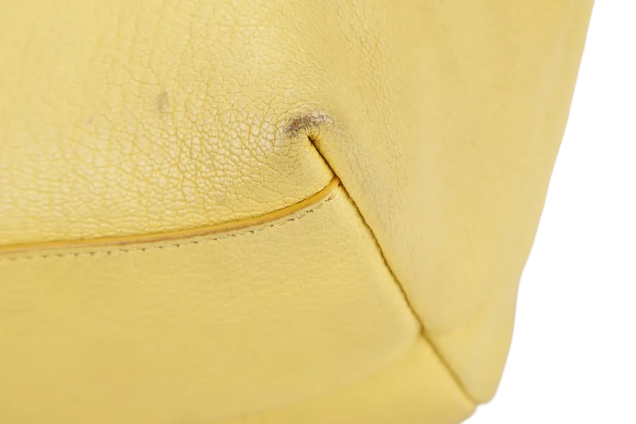 SALVATORE FERRAGAMO MIKA CONVERTIBLE TOTE BAG LARGE YELLOW LEATHER GOLD HARDWARE WITH DUST COVER