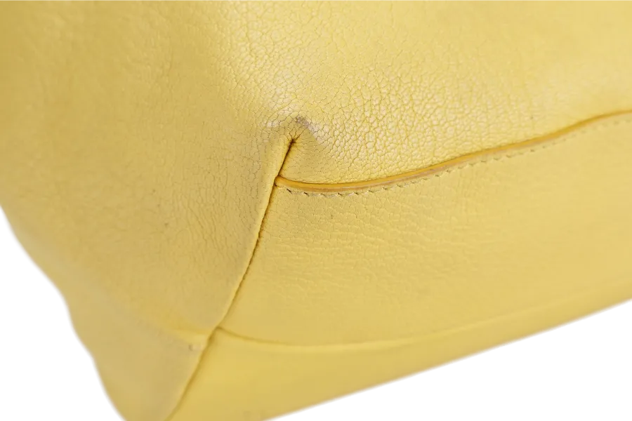 SALVATORE FERRAGAMO MIKA CONVERTIBLE TOTE BAG LARGE YELLOW LEATHER GOLD HARDWARE WITH DUST COVER