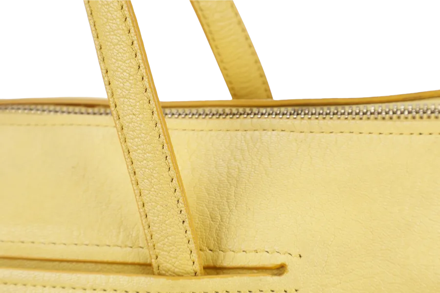 SALVATORE FERRAGAMO MIKA CONVERTIBLE TOTE BAG LARGE YELLOW LEATHER GOLD HARDWARE WITH DUST COVER
