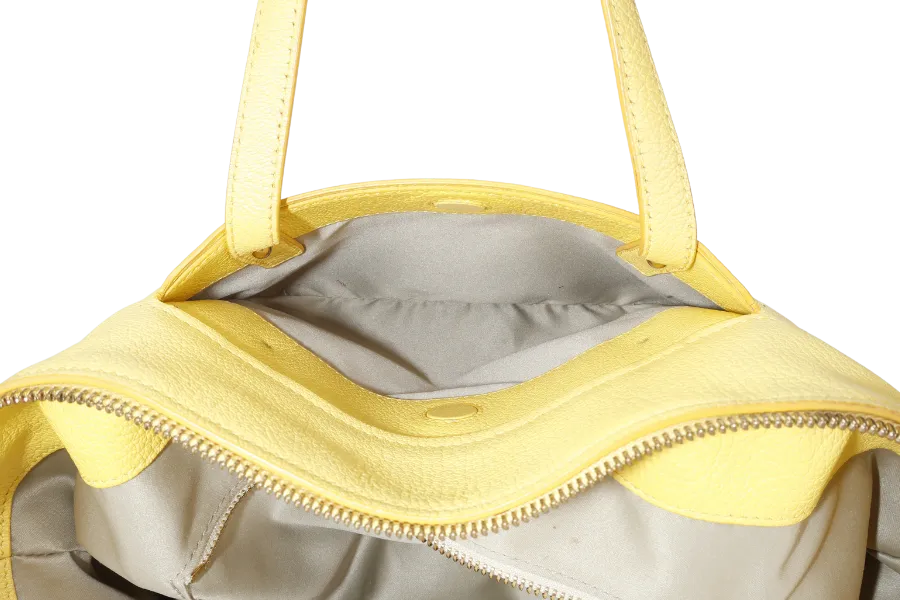 SALVATORE FERRAGAMO MIKA CONVERTIBLE TOTE BAG LARGE YELLOW LEATHER GOLD HARDWARE WITH DUST COVER
