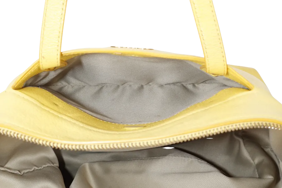 SALVATORE FERRAGAMO MIKA CONVERTIBLE TOTE BAG LARGE YELLOW LEATHER GOLD HARDWARE WITH DUST COVER