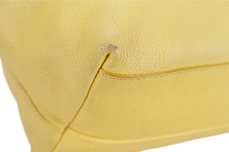 SALVATORE FERRAGAMO MIKA CONVERTIBLE TOTE BAG LARGE YELLOW LEATHER GOLD HARDWARE WITH DUST COVER