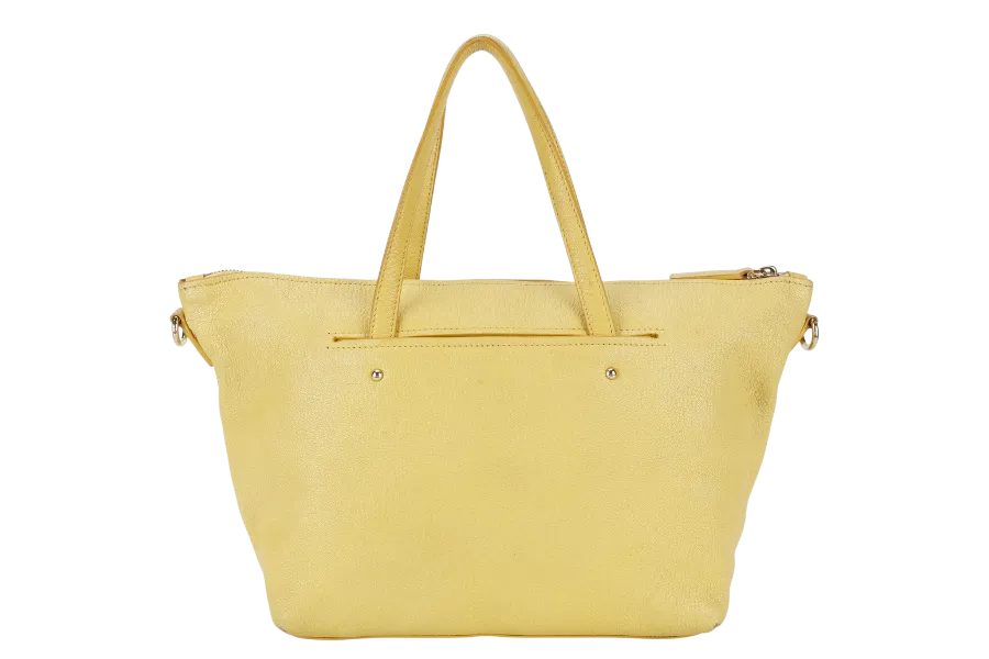 SALVATORE FERRAGAMO MIKA CONVERTIBLE TOTE BAG LARGE YELLOW LEATHER GOLD HARDWARE WITH DUST COVER
