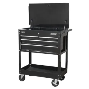 Sealey Heavy-Duty 4 Drawer Mobile Tool & Parts Trolley - Black - D