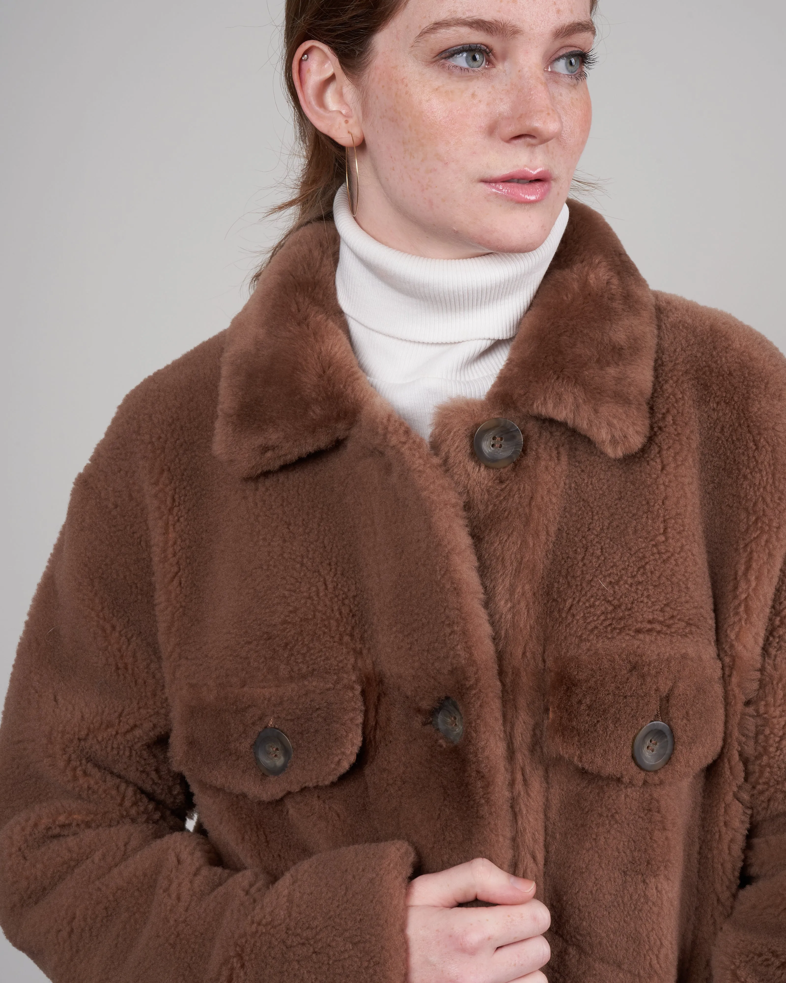 shearling jacket - praline