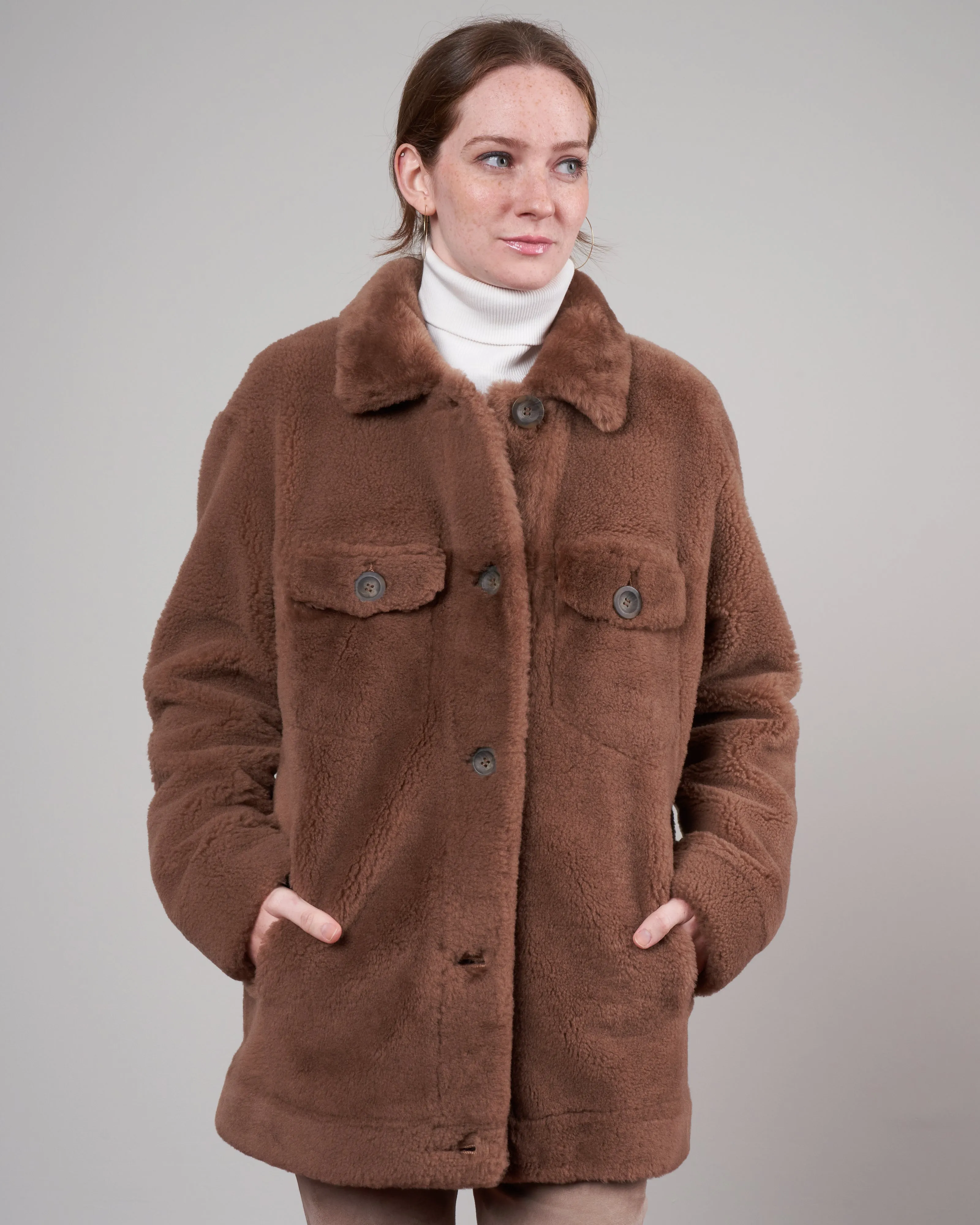 shearling jacket - praline
