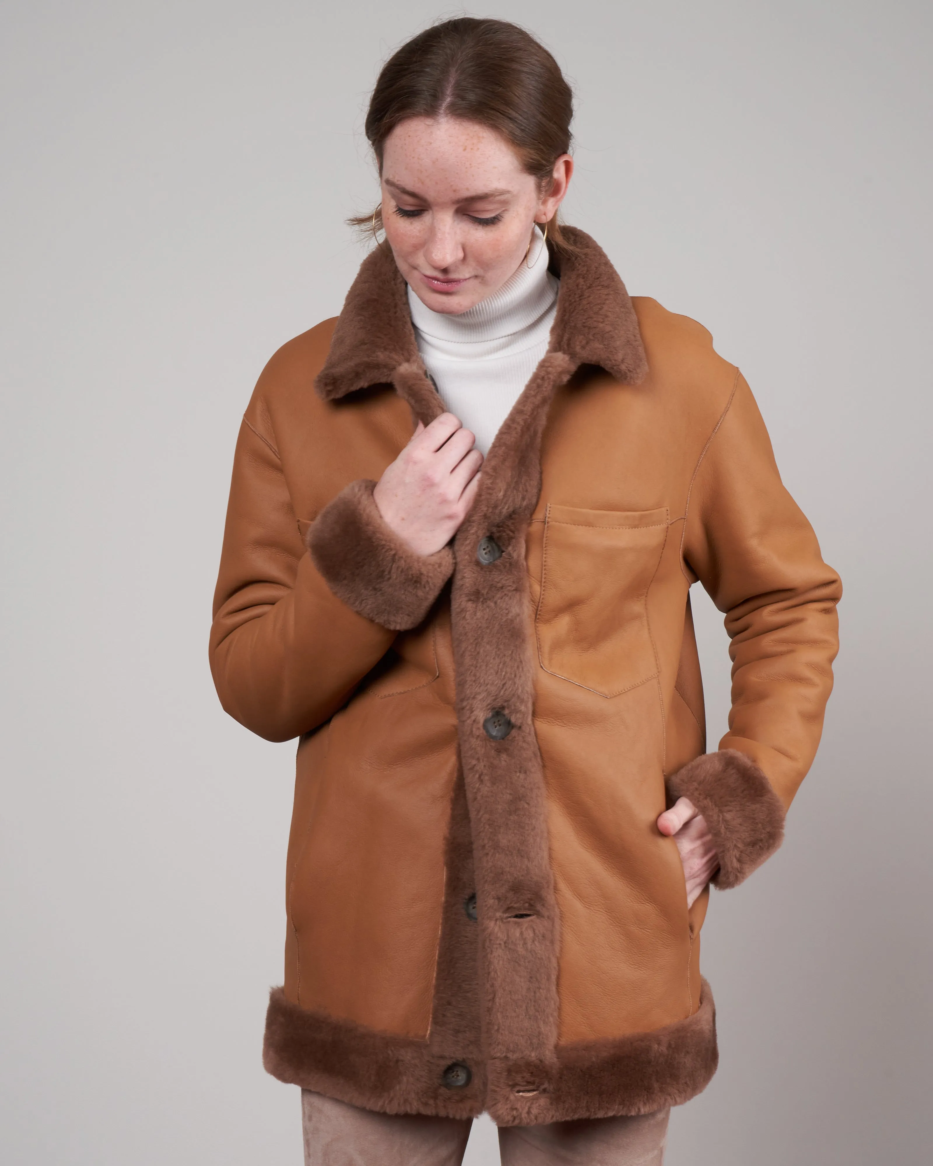 shearling jacket - praline