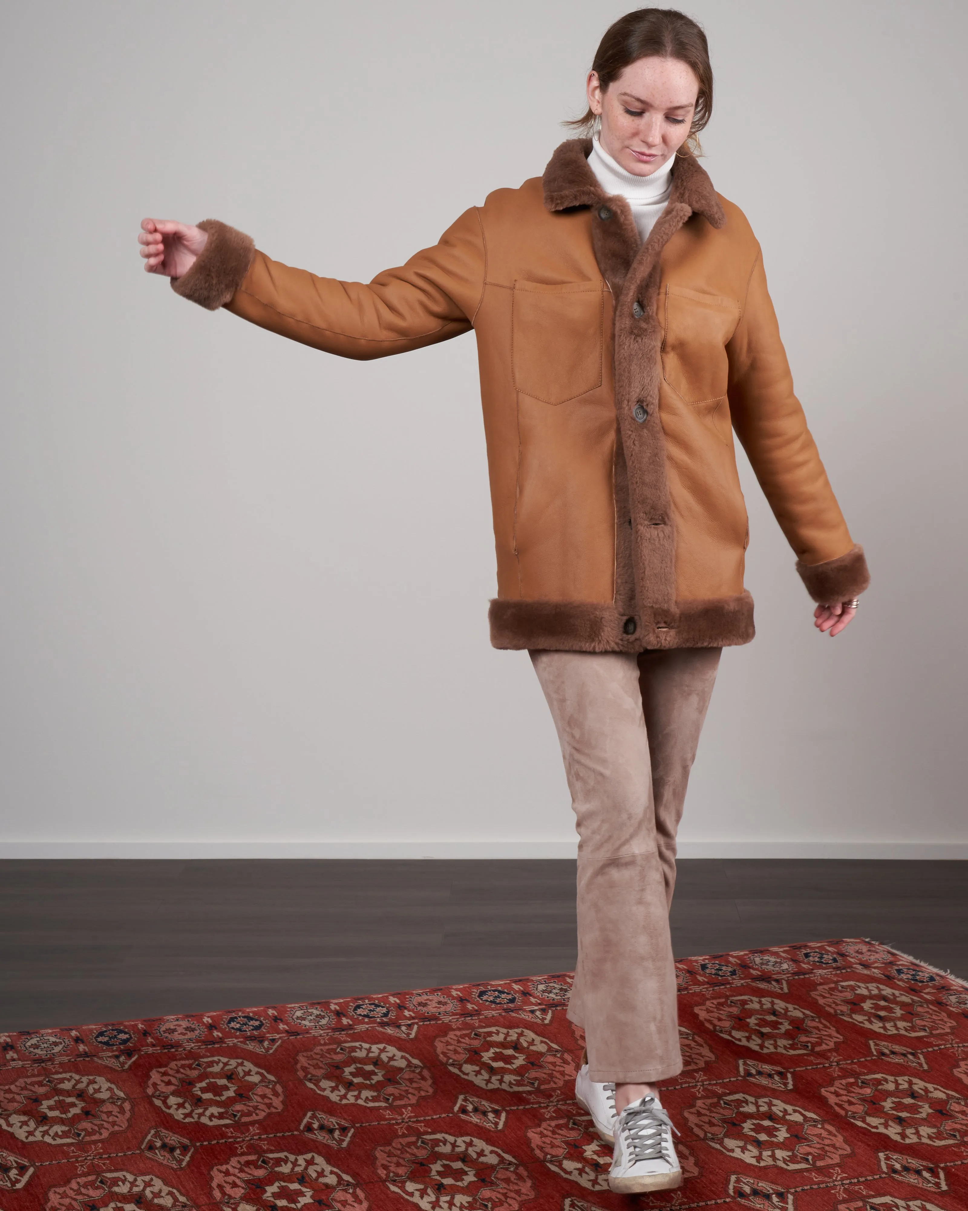 shearling jacket - praline
