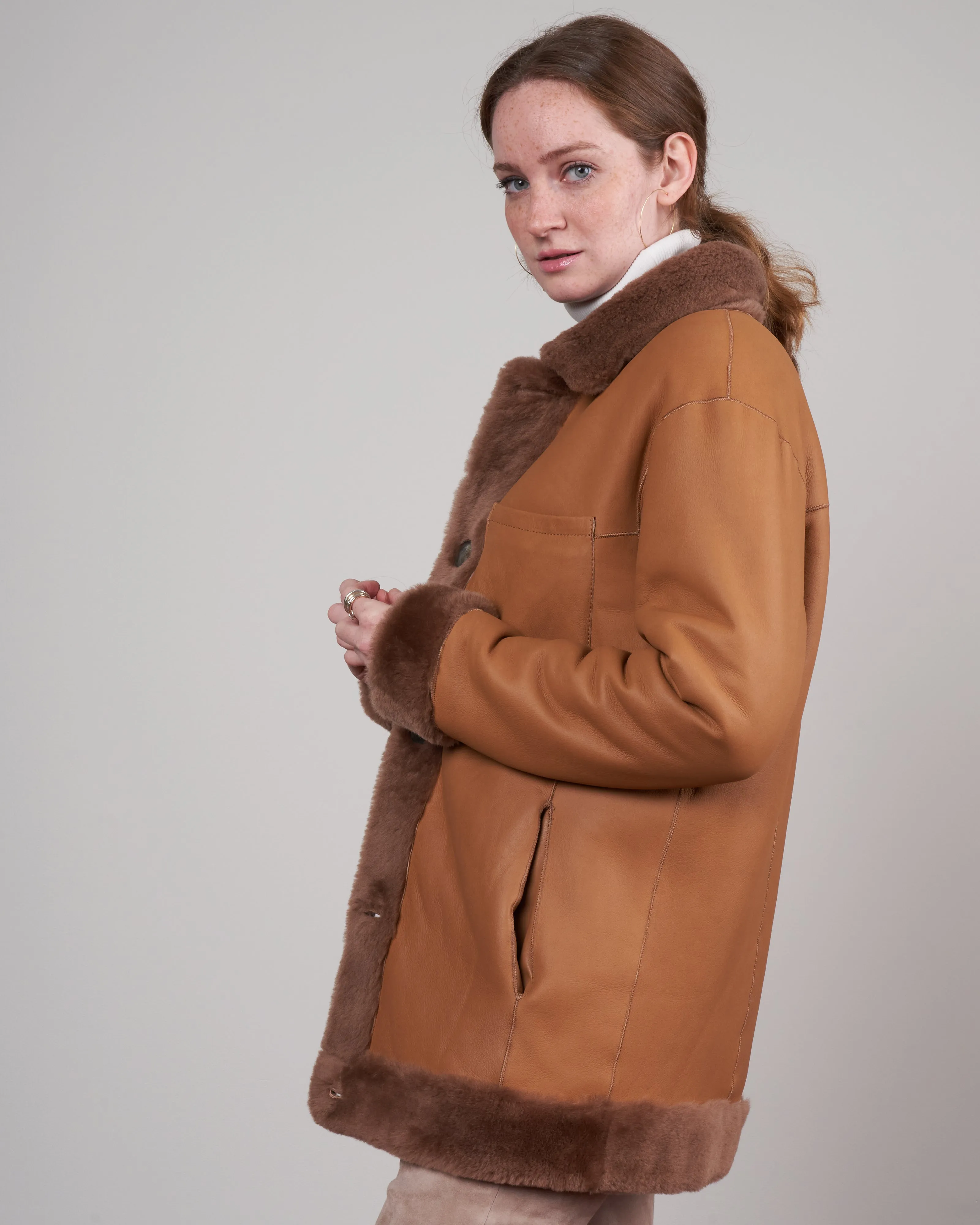 shearling jacket - praline