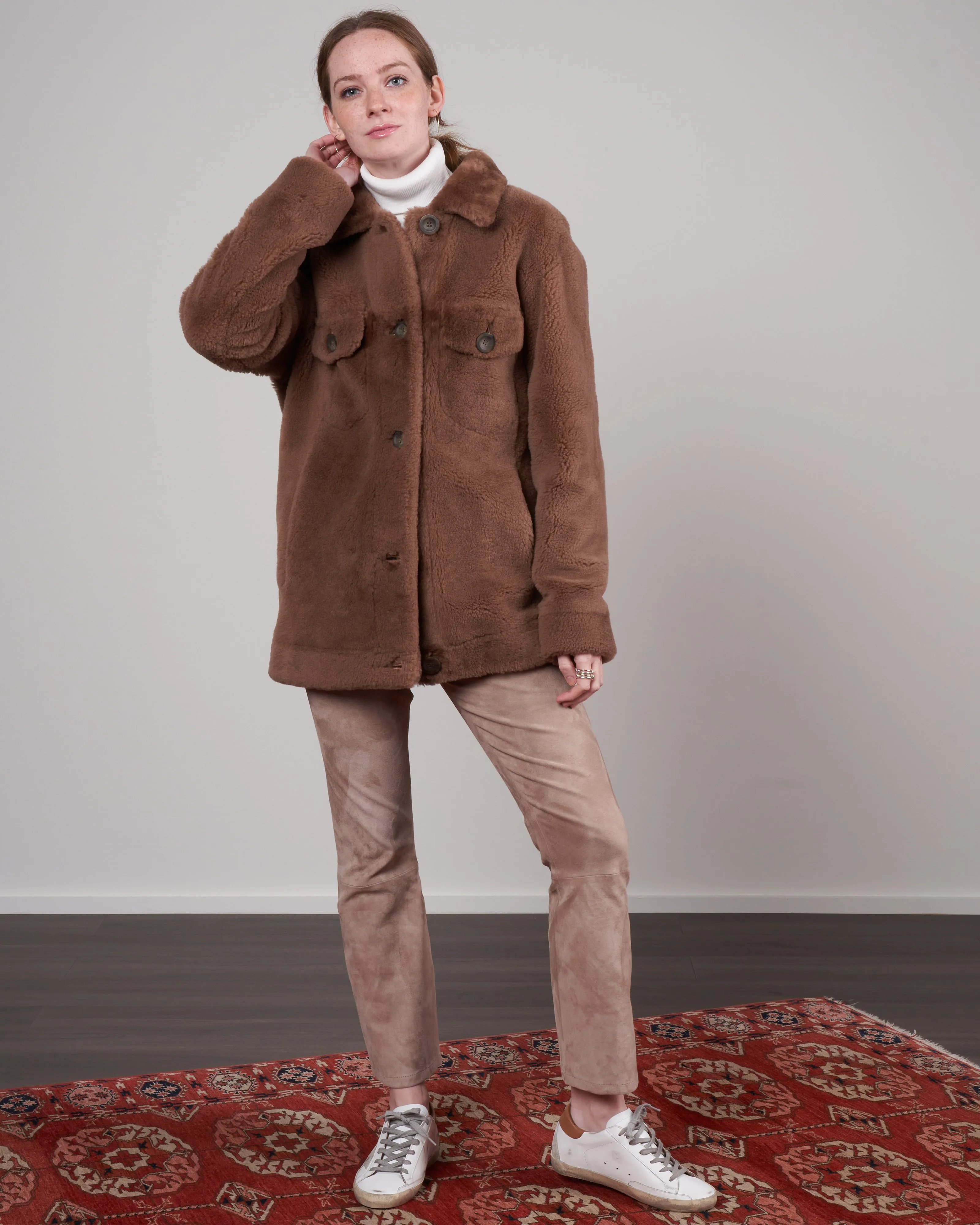 shearling jacket - praline