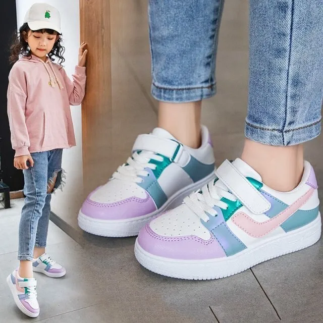 Shiny Upper Children Shoes Fashion Sneakers Casual Sports Shoes Tennis