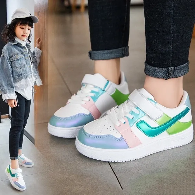 Shiny Upper Children Shoes Fashion Sneakers Casual Sports Shoes Tennis