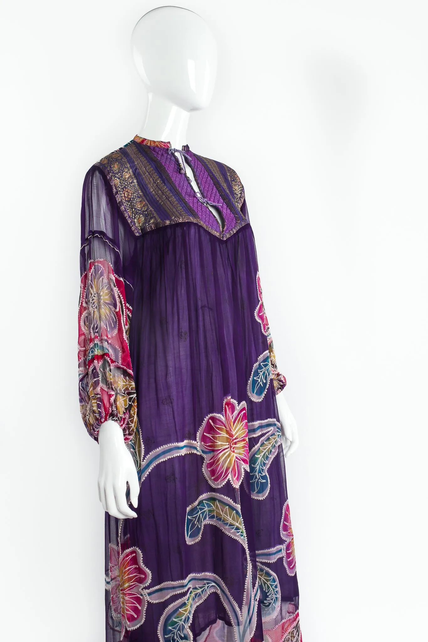 Silk Chiffon Floral Embroidered Indian Dress