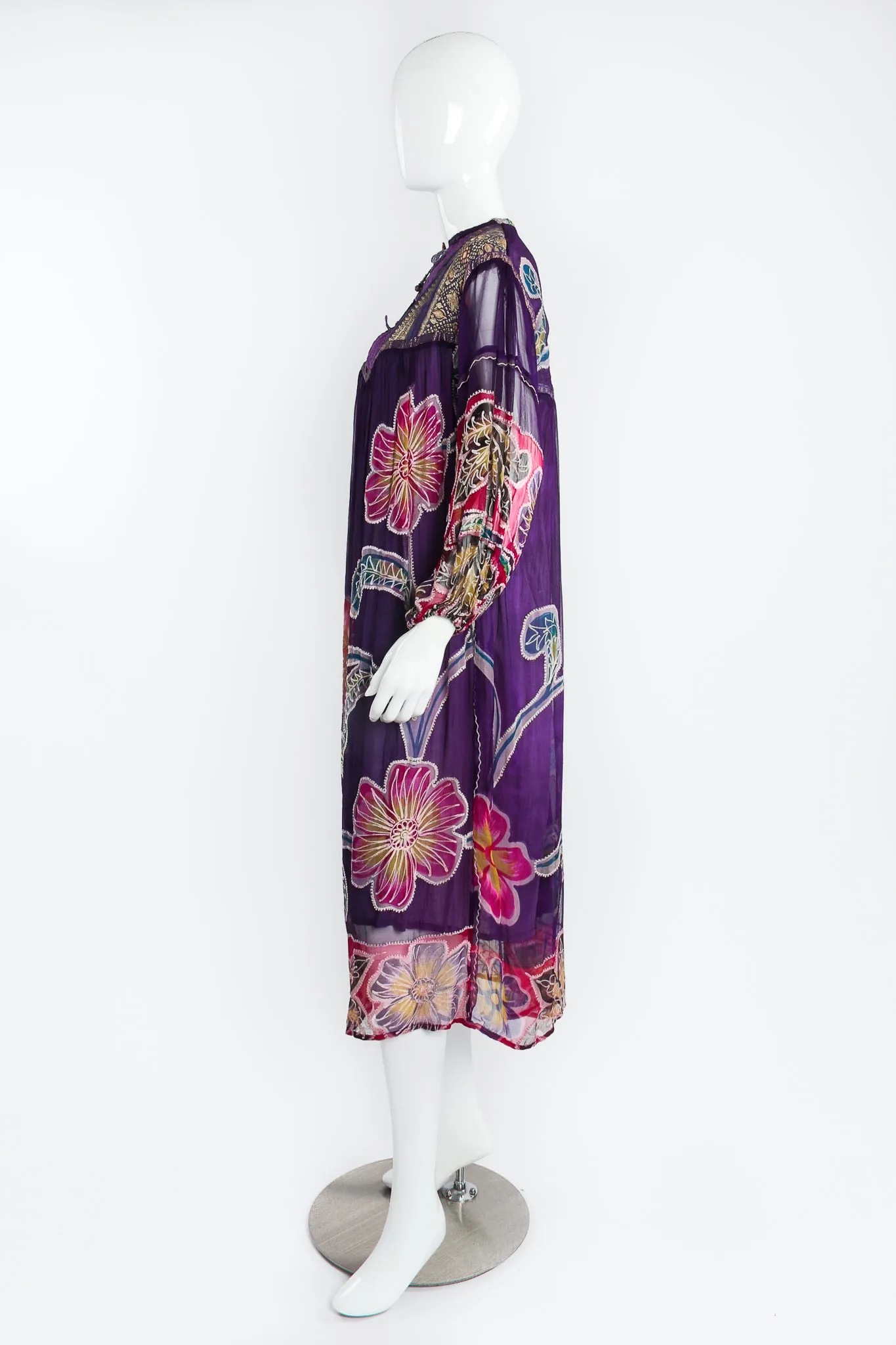 Silk Chiffon Floral Embroidered Indian Dress