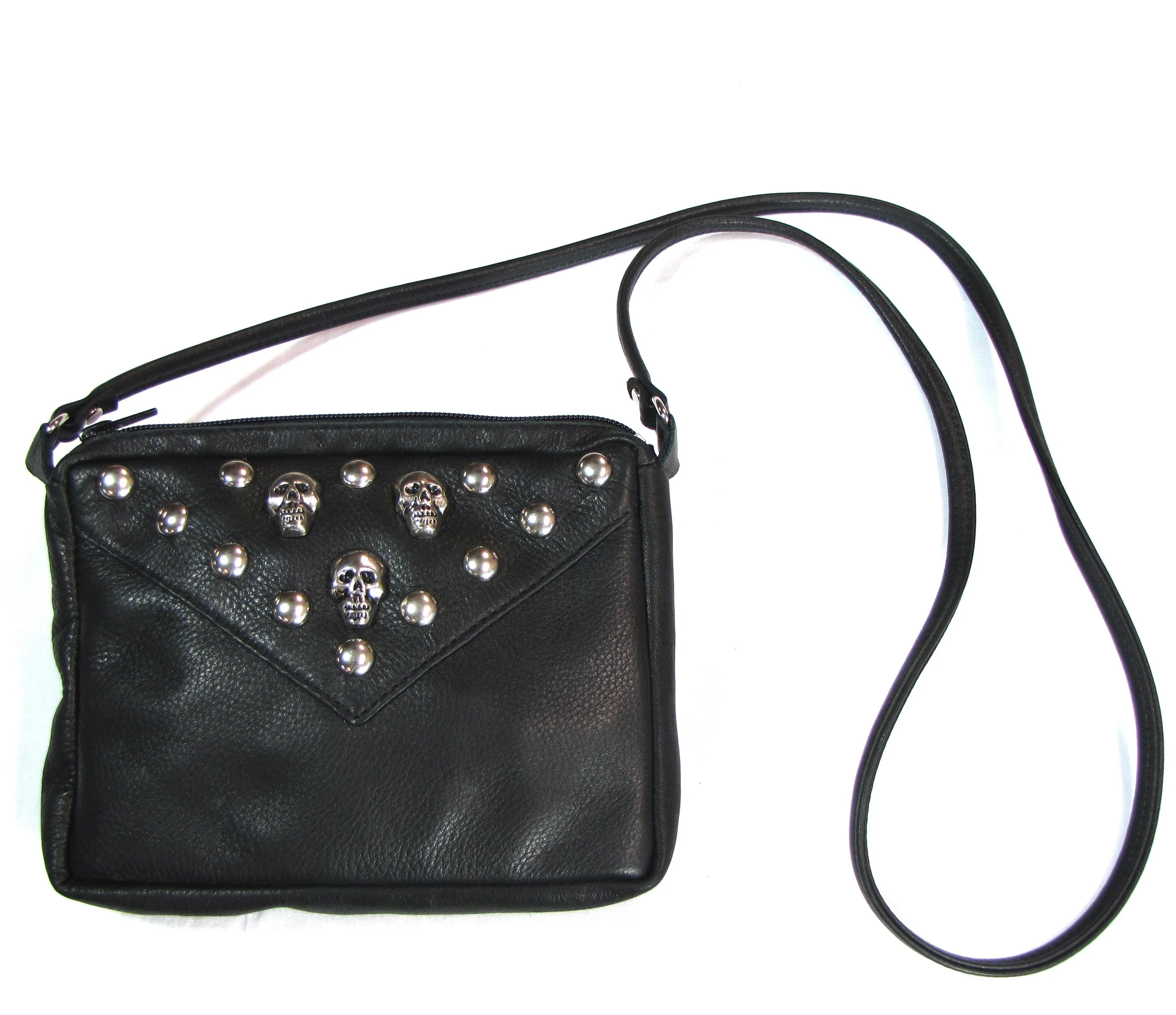 SK49  Soft Studded Crossbody Bag w/ Skulls