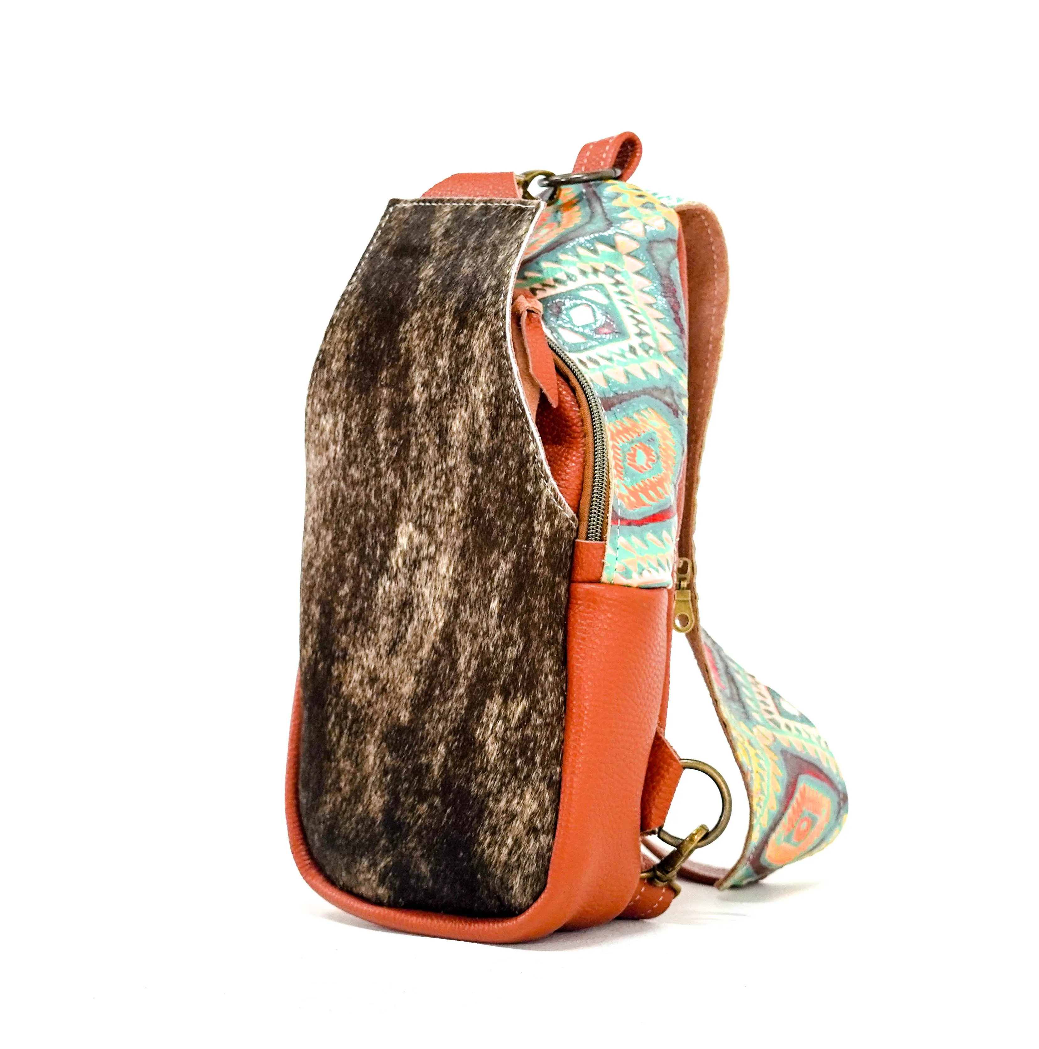 Sling Bag - Brindle w/ Rainbow Aztec