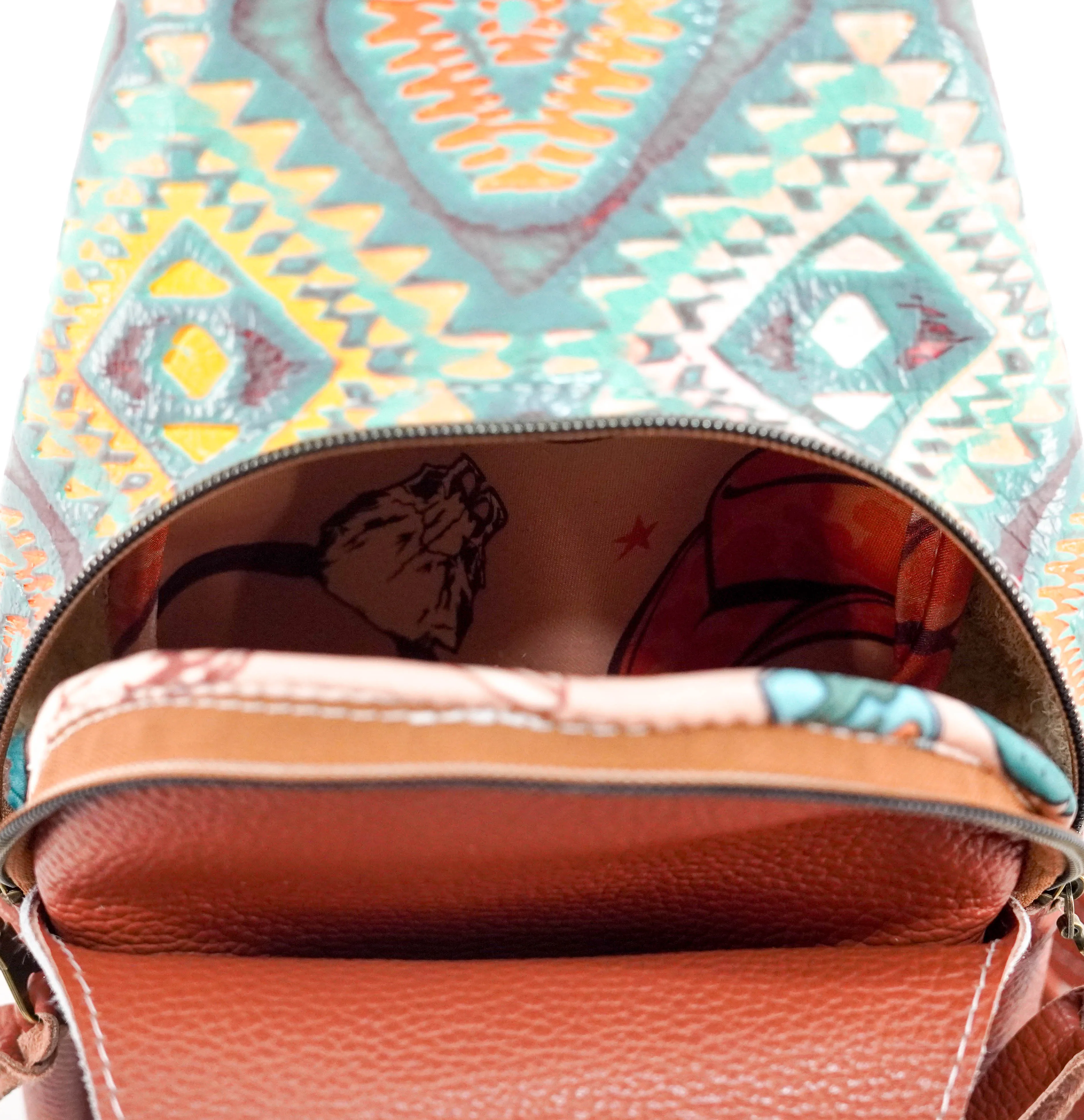 Sling Bag - Brindle w/ Rainbow Aztec