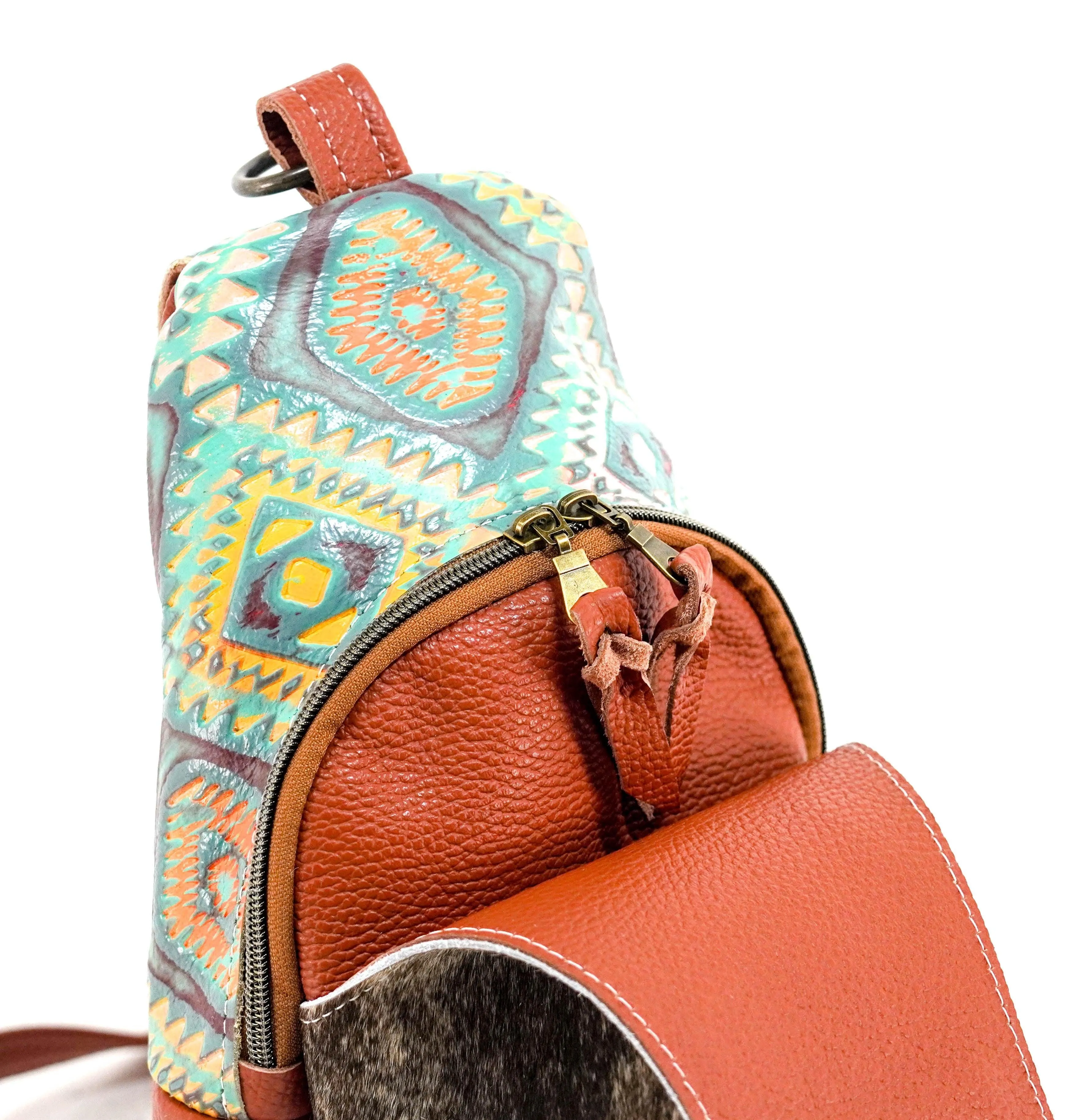 Sling Bag - Brindle w/ Rainbow Aztec