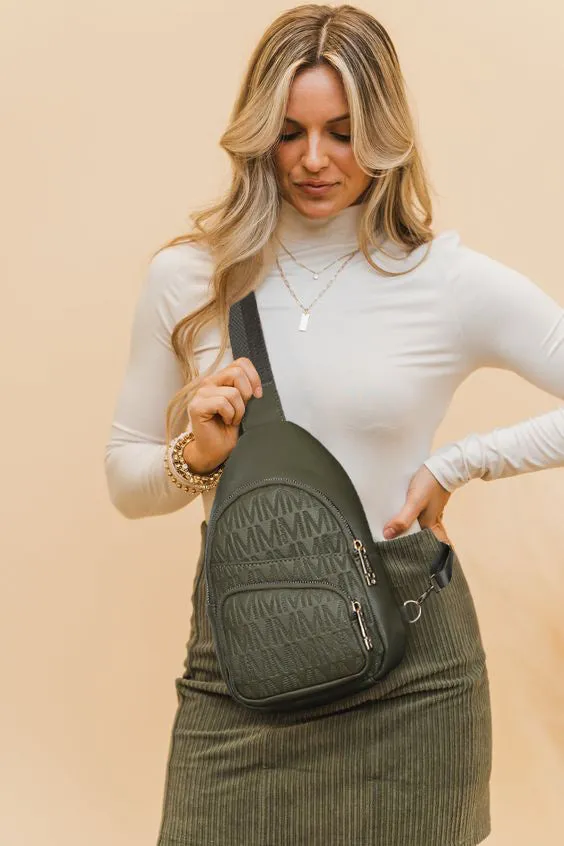Sling bag for Women PU Leather Crossbody Purses Fashion Signature Fanny Daypack Chest Bags for Travel