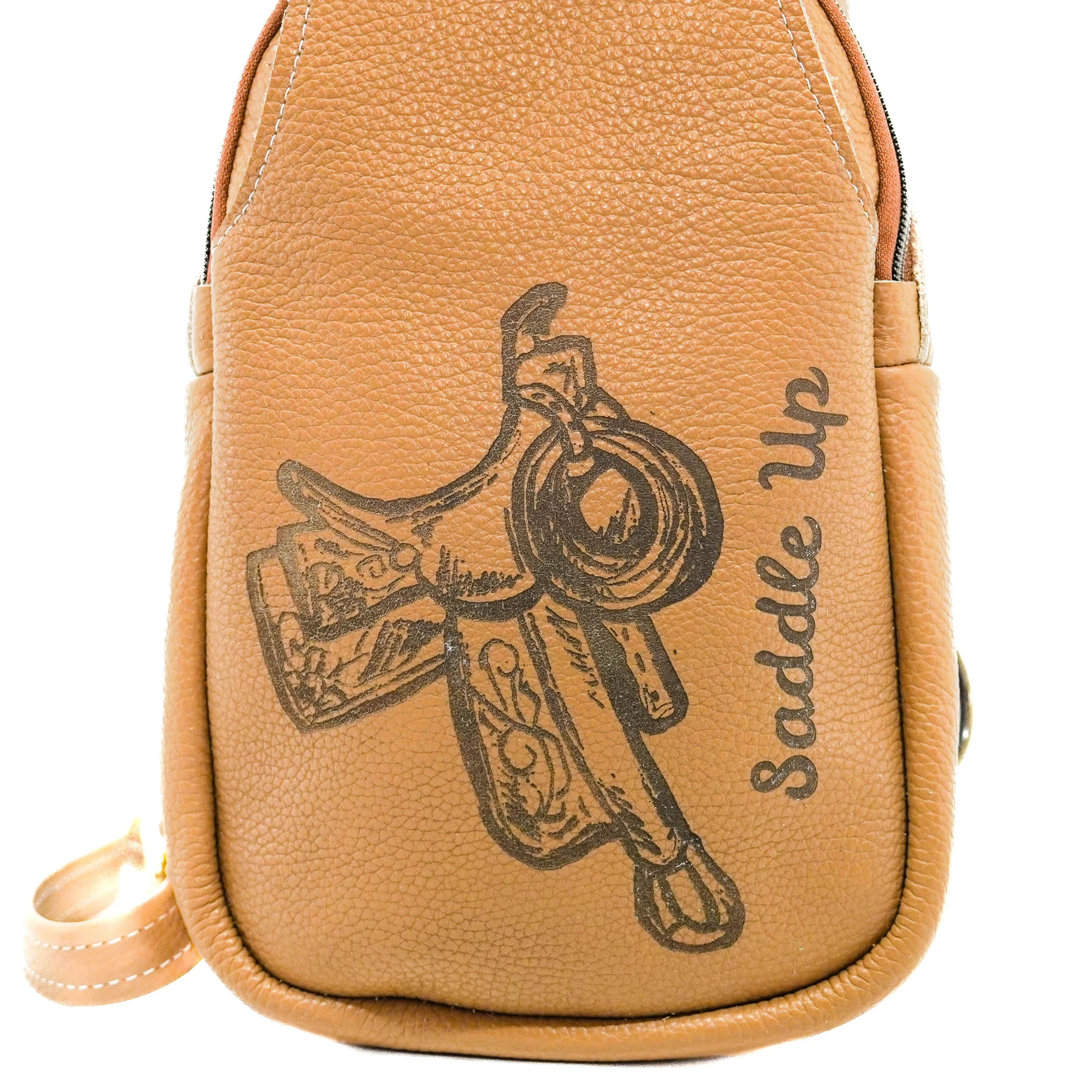 Sling Bag - Latte Leather w/ Engraving