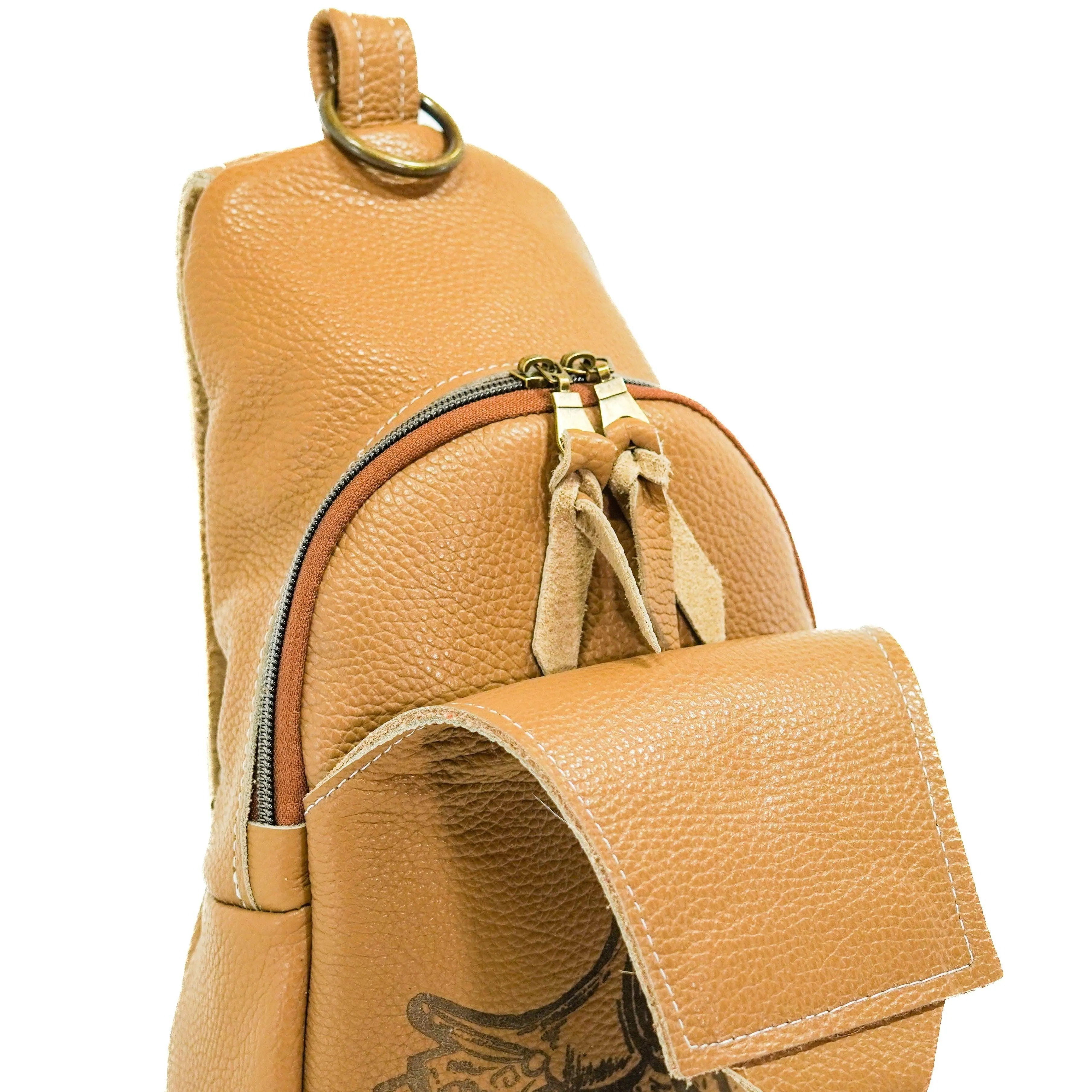 Sling Bag - Latte Leather w/ Engraving