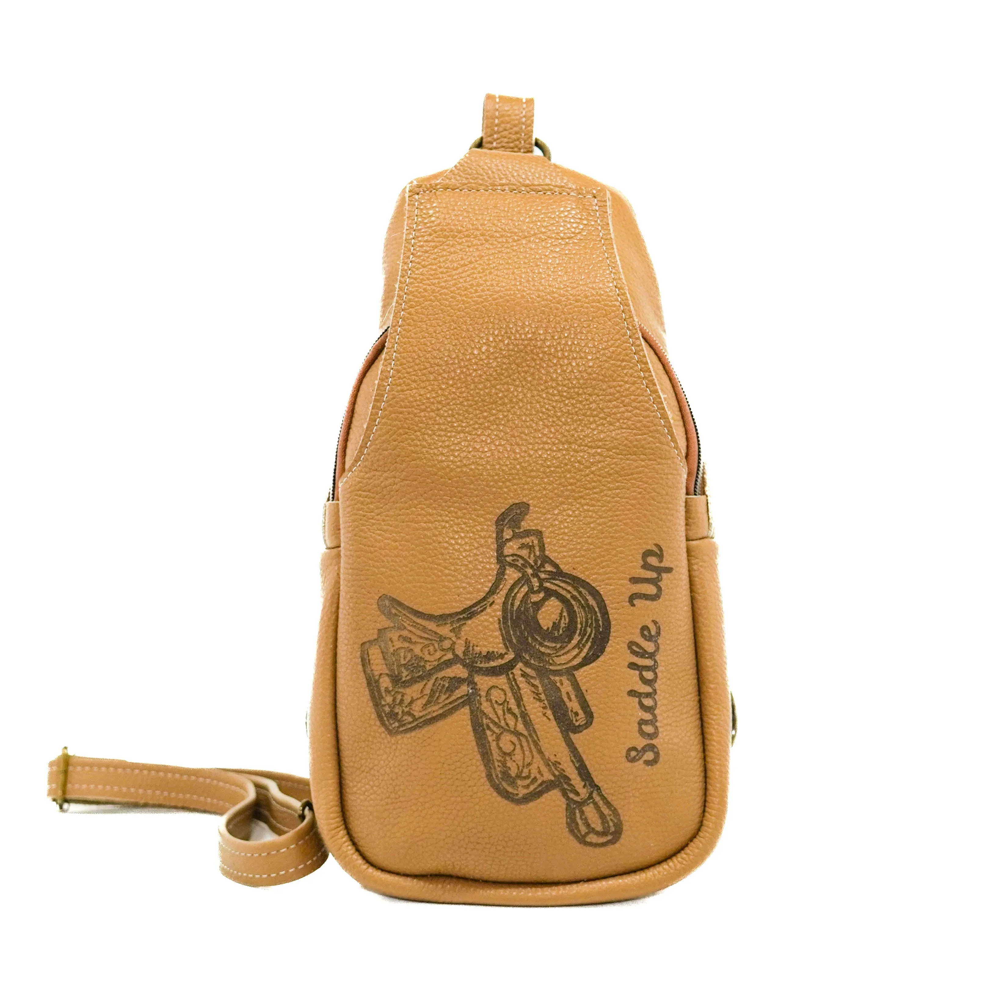 Sling Bag - Latte Leather w/ Engraving