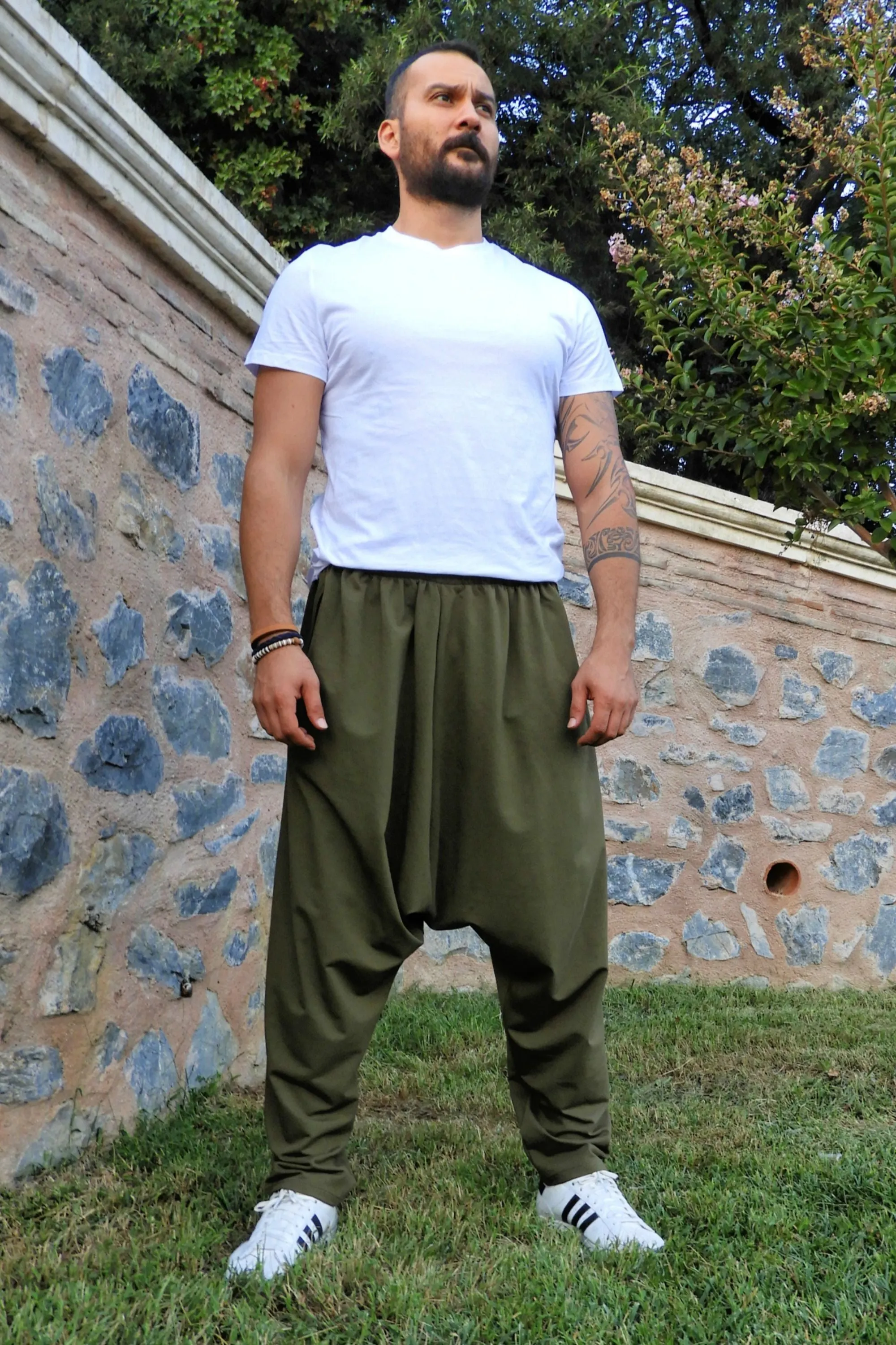 SNOW Men's Harem Pants For Winter (Black, Green)