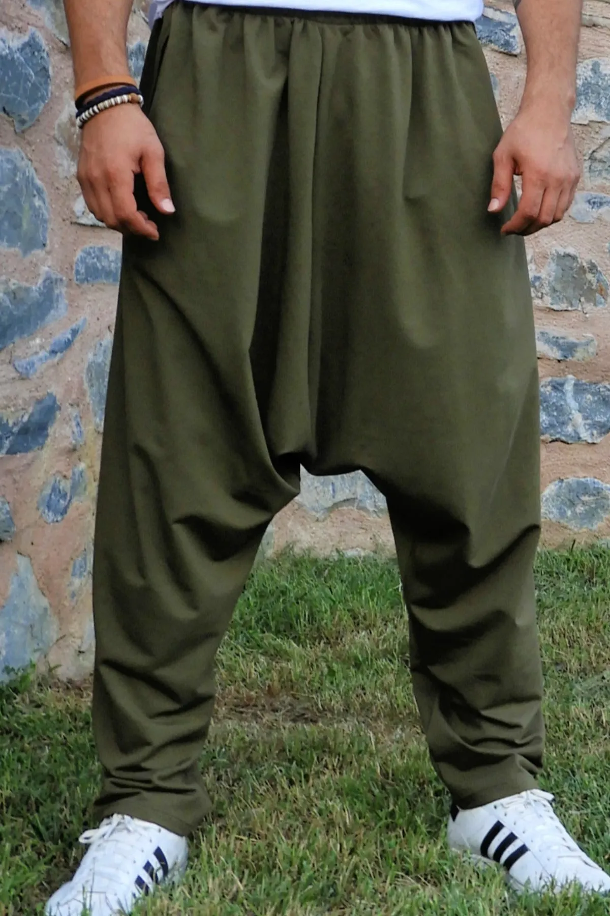 SNOW Men's Harem Pants For Winter (Black, Green)