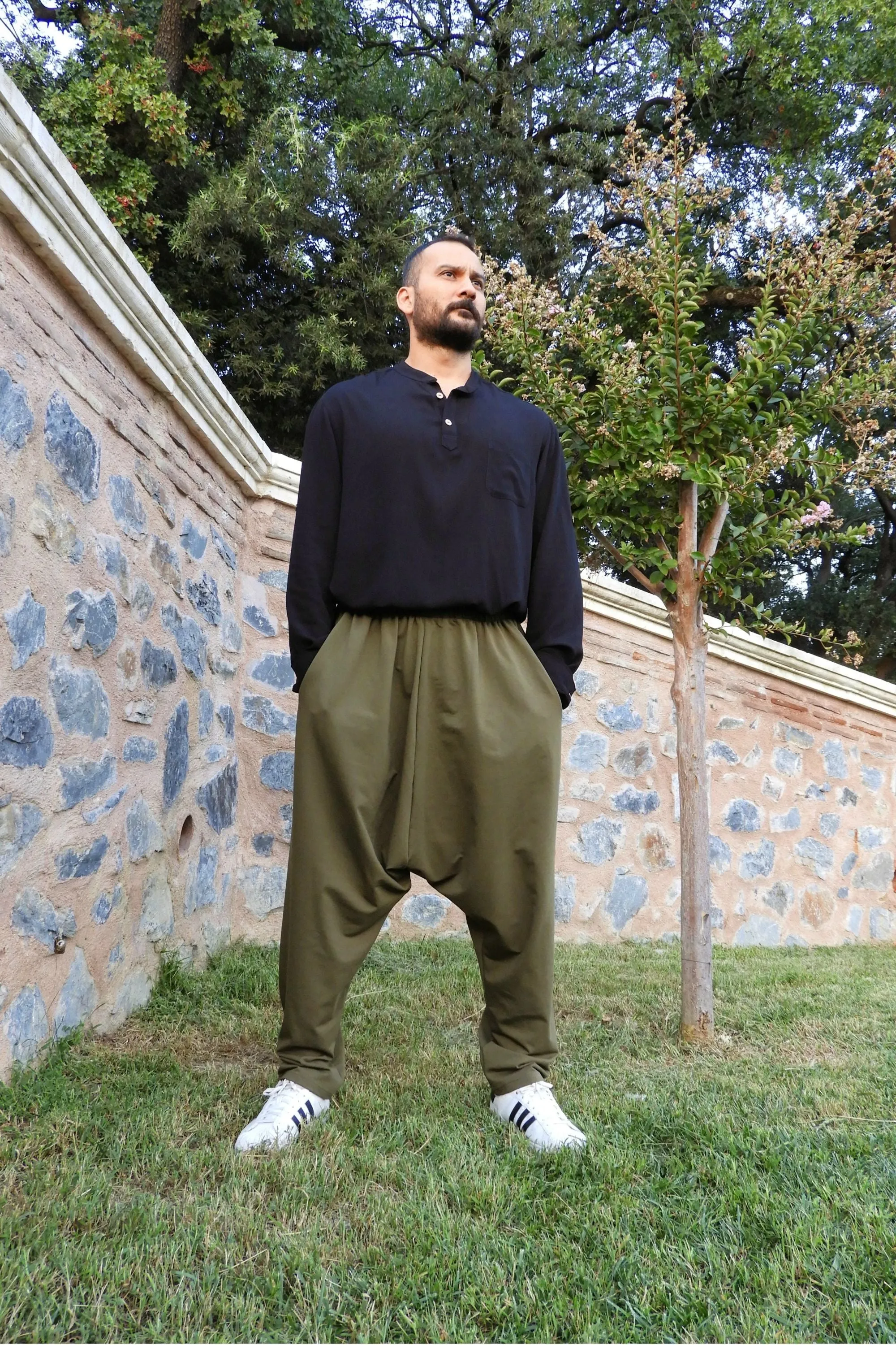 SNOW Men's Harem Pants For Winter (Black, Green)